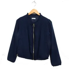 アクシーズファム axes femme ジップアップ ブルゾン ジャンパー フリルネック レース M ネイビー 紺 /FT7