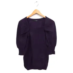 ジーナシス JEANASIS パワーショルダー ニット セーター スクエアネック リブ タック 七分袖 M 紫 パープル /NT25