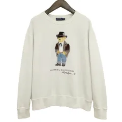 ポロ ラルフローレン POLO RALPH LAUREN カウボーイ ポロベア スウェット シャツ トレーナー ダメージ加工 M ホワイト系