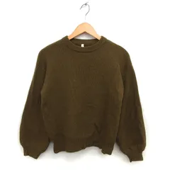 アングリッド UNGRID クルーネック ニット セーター リブ アンゴラ混 ワイド 長袖 F カーキ /NT32