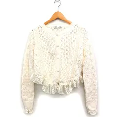 ザラ ZARA 切替レース カーディガン 飾り編み アクリル ニット M アイボリー 白 /FT44