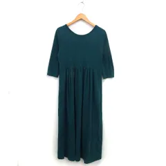 スピック&スパン Spick&Span フレア マキシ ワンピース ギャザー コットン 綿 ボートネック 七分袖 緑 グリーン /NT29