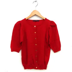 マカフィー MACPHEE トゥモローランド ウール カーディガン ニット リブ ハイゲージ ボートネック 五分袖 1 赤 レッド /NT1