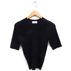 オペークドットクリップ OPAQUE.CLIP ニット リブ カットソー クルーネック 透け感 五分袖 M 黒 ブラック /NT23