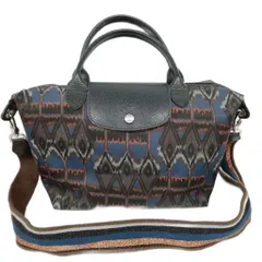 ロンシャン LONGCHAMP プリアージュネオ 2way トートバッグ ショルダー 総柄 スモール ネイビーブラウン オレンジ