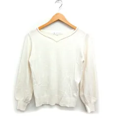 クミキョク 組曲 KUMIKYOKU ハートシェイプドネック ニット セーター 長袖 ビーズ装飾 無地 アンゴラ混 2 オフホワイト 白 /FT15