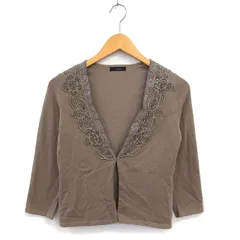 セブンアイディコンセプト 7-IDconcept レース カーディガン ニット コットン混 ビーズ装飾 ハイゲージ 長袖 38 グレージュ /NT26