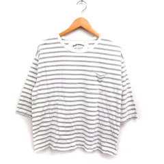 ハートマーケット HEART MARKET コットン 綿 Tシャツ ボーダー 7分袖 丸首 F ホワイト 白 グレー 灰 /FT40