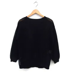 イェッカヴェッカ YECCA VECCA Editt by 透かし編み ニット セーター バックロング スリット リブ コットン 綿 長袖 F 黒 ブラック /NT21