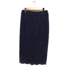 イエナ IENA レース タイトスカート ロング丈 スリット コットン 綿 38 ネイビー 紺 /FT16
