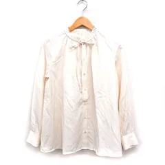 オペークドットクリップ OPAQUE.CLIP リボン フリルネック シャツ ブラウス 長袖 無地 38 M オフホワイト 白 /FT7