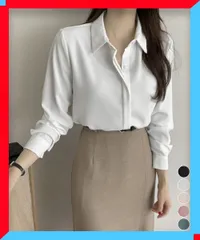 新品 シャツブラウス 隠しボタン ブラウス長袖 ベーシックシャツ白 前開きシャツ 通勤大人 女性 ブラウス 黒 【送料無料】