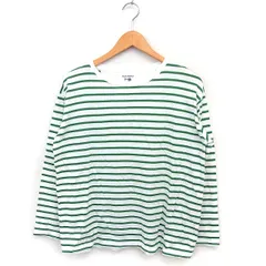 ハートマーケット HEART MARKET ボーダー Tシャツ カットソー 長袖 丸首 コットン 綿 F ホワイト 白 グリーン 緑 /FT8