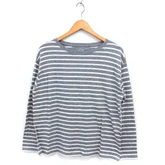 ハートマーケット HEART MARKET ボーダー Tシャツ 長袖 ボートネック コットン 綿 F グレー 灰 ホワイト 白 /FT27