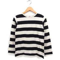 ハートマーケット HEART MARKET 太ボーダー Tシャツ  長袖 丸首 コットン 綿 F ベージュ ブラック 黒 /FT37