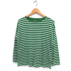 ハートマーケット HEART MARKET ボーダー Tシャツ 長袖 丸首 コットン 綿 F グリーン 緑 ホワイト 白 /FT43