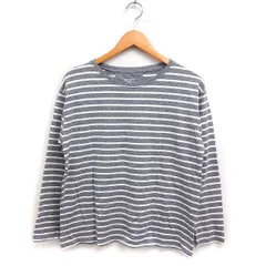 ハートマーケット HEART MARKET コットン 綿 Tシャツ ボーダー 長袖 丸首 F グレー 灰 ホワイト 白 /FT45