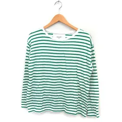 ハートマーケット HEART MARKET ボーダー Tシャツ 長袖 ボートネック コットン 綿 F ホワイト 白 グリーン 緑 /FT10