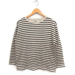 ハートマーケット HEART MARKET ボーダー Tシャツ  長袖 丸首 コットン 綿 F ベージュ ブラック 黒 /FT39