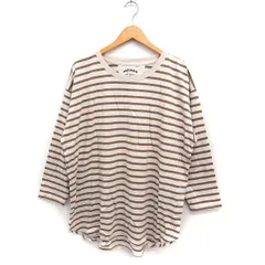 ハートマーケット HEART MARKET ボーダー Tシャツ 長袖 丸首 コットン 綿 F ベージュ /FT19