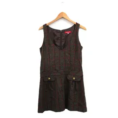 アプワイザーリッシェ Apuweiser-riche ジャンパースカート Vネック ミニ ウール チェック 2 ブラウン 茶 /KT38