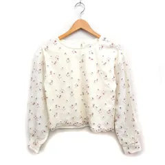 ページボーイ PAGE BOY レース ブラウス 長袖 花刺繍 F アイボリー 白 /FT12