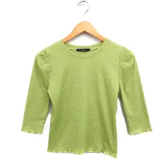 カスタネ Kastane パフスリーブ リブ Tシャツ カットソー 7分袖 丸首 ミックス F グリーン 緑 /FT17