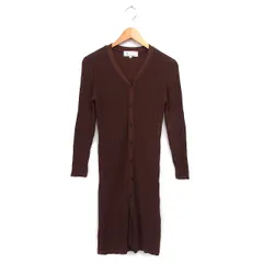 ロペピクニック ROPE Picnic ロング カーディガン ニット リブ Vネック ストレッチ 長袖 38 茶 ブラウン /NT16