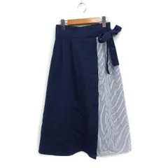 マジェスティックレゴン MAJESTIC LEGON 切替 フレアスカート ロング丈 サイドリボン M ネイビー 紺 /FT18