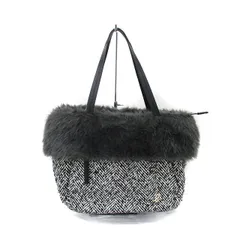 アニエスベー agnes b. 鞄 ハンドバッグ フェイクファー ワンポイント ブラック 黒 /KT1