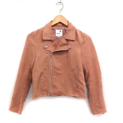 アースミュージック&エコロジー EARTH MUSIC & ECOLOGY スエードライク ライダースジャケット アウター 無地 M ピンク /FT28