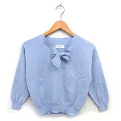 マイストラーダ Mystrada ニット セーター ショート ボウタイ リブ ハイゲージ 無地 七分袖 38 ライトブルー /NT11