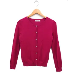 アプワイザーリッシェ Apuweiser-riche アンサンブル ニット カーディガン 丸首 インナーニット 五分袖 袖切替 ビジュー付き 38 ショッキングピンク /FT4