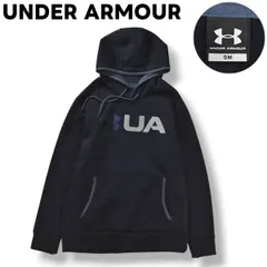 【美品】 アンダーアーマー UNDER ARMOUR ロゴ プリント パーカー フーディー トレーナー ジャージ スウェット ストームワン STORM1 裏起毛 SM ブラック スポーツ カジュアル ウェア メンズ