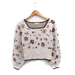 フリーズマート Free's Mart ニット セーター 長袖 スクエアネック 花柄 F ベージュ /KT33