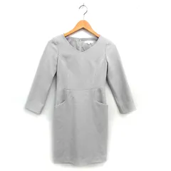 プロポーション ボディドレッシング PROPORTION BODY DRESSING Vネック ワンピース フレア ひざ丈 バックジップ タック 無地 長袖 1 グレー /NT9