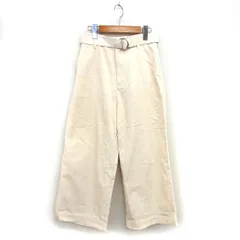 グローバルワーク GLOBAL WORK コーデュロイ ワイド パンツ ベルト コットン 綿 ハイライズ S オフホワイト /NT3