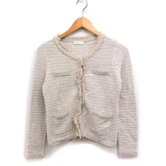 g.o.w.w ニット カーディガン ツイードジャケット風 フリンジ M ベージュ /FT19