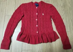 ラルフローレン キッズ ケーブル ニット カーディガン レッド