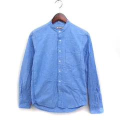 ナノユニバース nano universe コットン スタンドカラー シャツ カジュアル 長袖 S ライトブルー /FT7