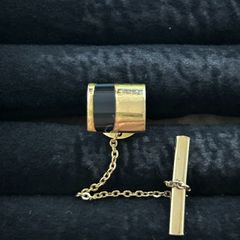 YSL Yves Saint Laurent イヴサンローラン タイタックピン タイピン ゴールド ブラック ヴィンテージ　260307007