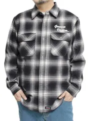 新品 ジェニュイン ディッキーズ(GENUINE Dickies) チェックシャツ メンズ 大きいサイズ 刺繍 ロゴ ワーク 長袖シャツ 3L ブラック(49)
