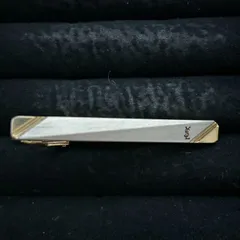 【良品】YSL Yves Saint Laurent イヴサンローラン ネクタイピン タイピン シルバー ゴールド コンビ ヴィンテージ　260307008