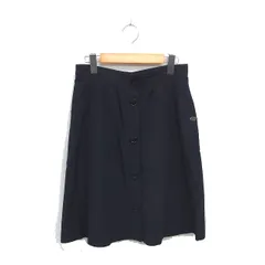 ソニアリキエル SONIA RYKIEL collection フレア スカート 前開き風 ひざ丈 薄手 バックジップ 40 ネイビー 濃紺 /TT