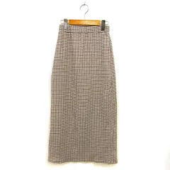 レトロガール RETRO GIRL ギンガムチェック ナロー スカート ロング スリット マキシ丈 シワ加工 ゆったり F 茶 ブラウン /NT23