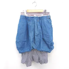 フラボア FRAPBOIS デニム サルエル パンツ ひざ下丈 切り替え ボーダー 1 ブルー 青 /TT
