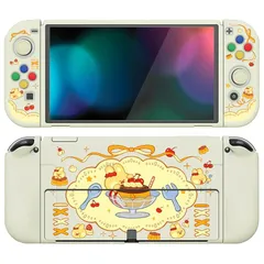 PlayVital ZealProtect Nintendo Switch有機elに対応用ソフト保護シェル、Switch OLEDに対応用フレキシプロテクタージョイコングリップカバーサムグリップキャップとABXY方向ボタンキャップ付き【プリンラビット】 0