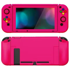 PlayVital ZealProtect Nintendo Switchに対応用ソフト保護シェル、switchに対応用フレキシ保護カバー、スクリーン保護フィルム＆サムグリップキャップ＆ABXY方向ボタンキャップ付き-純色系【明るいピンク】 1