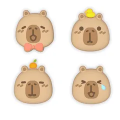 PlayVital Switch 2（2025年新モデル）対応 親指グリップキャップ 4個セット ? かわいいシリコン製スティックカバー Joycon用 耐久性ある 【カピバラちゃん】 0