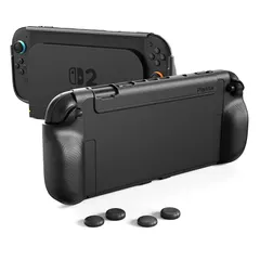 PlayVital PURE Nintendo Switch 2（2025）対応 TPU保護ケース ドック対応 耐衝撃 人間工学設計 グリップ付き 滑り止め 親指グリップキャップ付き【ブラック】 0
